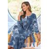 Ekouaer Women Long House Coat Zipper Front Robes Full Length Nightgowns with Pockets Striped Loungewear S-4XL(Blue Tie Dye)