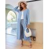 Ekouaer Women Long House Coat Zipper Front Robes Full Length Nightgowns with Pockets Striped Loungewear S-4XL(Blue and White Stripes)