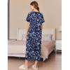 Ekouaer Women Long House Coat Zipper Front Robes Full Length Nightgowns with Pockets Striped Loungewear S-4XL(Dark Blue Flower)