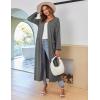 Ekouaer Women Long House Coat Zipper Front Robes Full Length Nightgowns with Pockets Striped Loungewear S-4XL(Dark Grey)