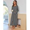 Ekouaer Women Long House Coat Zipper Front Robes Full Length Nightgowns with Pockets Striped Loungewear S-4XL(Dark Grey)