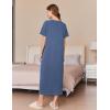 Ekouaer Women Long House Coat Zipper Front Robes Full Length Nightgowns with Pockets Striped Loungewear S-4XL(Egyptian)