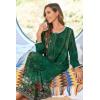 Ekouaer Women Long House Coat Zipper Front Robes Full Length Nightgowns with Pockets Striped Loungewear S-4XL(Green Ethnic Print)