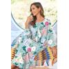 Ekouaer Women Long House Coat Zipper Front Robes Full Length Nightgowns with Pockets Striped Loungewear S-4XL(Green Floral)