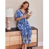 Ekouaer Women Long House Coat Zipper Front Robes Full Length Nightgowns with Pockets Striped Loungewear S-4XL(Light Blue Flower)