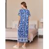 Ekouaer Women Long House Coat Zipper Front Robes Full Length Nightgowns with Pockets Striped Loungewear S-4XL(Light Blue Flower)