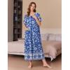 Ekouaer Women Long House Coat Zipper Front Robes Full Length Nightgowns with Pockets Striped Loungewear S-4XL(Light Blue Flower)