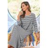 Ekouaer Women Long House Coat Zipper Front Robes Full Length Nightgowns with Pockets Striped Loungewear S-4XL(Light Grey Stripes)