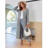 Ekouaer Women Long House Coat Zipper Front Robes Full Length Nightgowns with Pockets Striped Loungewear S-4XL(Light Grey Stripes)
