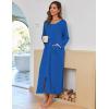 Ekouaer Women Long House Coat Zipper Front Robes Full Length Nightgowns with Pockets Striped Loungewear S-4XL(Navy)