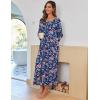 Ekouaer Women Long House Coat Zipper Front Robes Full Length Nightgowns with Pockets Striped Loungewear S-4XL(Navy Blue Floral)