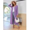 Ekouaer Women Long House Coat Zipper Front Robes Full Length Nightgowns with Pockets Striped Loungewear S-4XL(Purple)