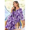 Ekouaer Women Long House Coat Zipper Front Robes Full Length Nightgowns with Pockets Striped Loungewear S-4XL(Purple Floral)