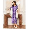Ekouaer Women Long House Coat Zipper Front Robes Full Length Nightgowns with Pockets Striped Loungewear S-4XL(Purple Floral)