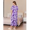 Ekouaer Women Long House Coat Zipper Front Robes Full Length Nightgowns with Pockets Striped Loungewear S-4XL(Purple Flower)