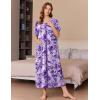 Ekouaer Women Long House Coat Zipper Front Robes Full Length Nightgowns with Pockets Striped Loungewear S-4XL(Purple Flower)