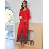 Ekouaer Women Long House Coat Zipper Front Robes Full Length Nightgowns with Pockets Striped Loungewear S-4XL(Red Feather)