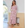 Ekouaer Women Long House Coat Zipper Front Robes Full Length Nightgowns with Pockets Striped Loungewear S-4XL(Red and White Stripes)