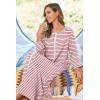 Ekouaer Women Long House Coat Zipper Front Robes Full Length Nightgowns with Pockets Striped Loungewear S-4XL(Red and White Stripes)