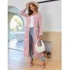 Ekouaer Women Long House Coat Zipper Front Robes Full Length Nightgowns with Pockets Striped Loungewear S-4XL(Red and White Stripes)