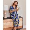 Ekouaer Women Long House Coat Zipper Front Robes Full Length Nightgowns with Pockets Striped Loungewear S-4XL(Yellow Flower / Blue)