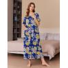 Ekouaer Women Long House Coat Zipper Front Robes Full Length Nightgowns with Pockets Striped Loungewear S-4XL(Yellow Flower / Blue)