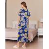 Ekouaer Women Long House Coat Zipper Front Robes Full Length Nightgowns with Pockets Striped Loungewear S-4XL(Yellow Flower / Blue)