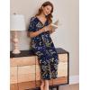 Ekouaer Women Long House Coat Zipper Front Robes Full Length Nightgowns with Pockets Striped Loungewear S-4XL(Yellow Leaves)