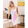 Ekouaer Womens Nightgown 2 Pack Nightgown V Neck Lace Sleepwear Sleeveless Chemise Women’s nightgowns & sleepshirts S-XXL(Pink+blue Ttie-dye)