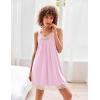 Ekouaer Womens Nightgown 2 Pack Nightgown V Neck Lace Sleepwear Sleeveless Chemise Women’s nightgowns & sleepshirts S-XXL(Pink+blue Ttie-dye)