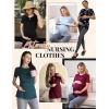 Ekouaer Womens Nursing Tops 3 Pack Double Layer Breastfeeding Shirts Short Sleeve Maternity Clothes S-XXL(3pcs Black / Brown / White)