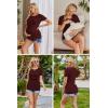 Ekouaer Womens Nursing Tops 3 Pack Double Layer Breastfeeding Shirts Short Sleeve Maternity Clothes S-XXL(3pcs Burgundy Red / Caramel / Dark Grey)