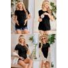 Ekouaer Womens Nursing Tops 3 Pack Short Sleeve Ribbed Breastfeeding Shirts Double Layer Maternity Shirt Pregnancy Clothes(Black/Grey/Army Green)