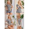 Ekouaer Womens Nursing Tops 3 Pack Short Sleeve Ribbed Breastfeeding Shirts Double Layer Maternity Shirt Pregnancy Clothes(Black/Grey/Grey Stripes)