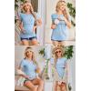 Ekouaer Womens Nursing Tops 3 Pack Short Sleeve Ribbed Breastfeeding Shirts Double Layer Maternity Shirt Pregnancy Clothes(Black/Light Blue/Light Green)