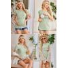 Ekouaer Womens Nursing Tops 3 Pack Short Sleeve Ribbed Breastfeeding Shirts Double Layer Maternity Shirt Pregnancy Clothes(Black/Light Blue/Light Green)
