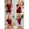 Ekouaer Womens Nursing Tops 3 Pack Short Sleeve Ribbed Breastfeeding Shirts Double Layer Maternity Shirt Pregnancy Clothes(Caramel/Grey/Wine Red)