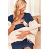 Ekouaer Women’s Nursing/Delivery/Labor/Hospital Nightdress Short Sleeve Maternity Nightgown with Button S-XXL(1 Navy Blue)