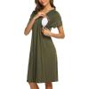 Ekouaer Women’s Nursing/Delivery/Labor/Hospital Nightdress Short Sleeve Maternity Nightgown with Button S-XXL(Army Green)