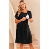 Ekouaer Women’s Nursing/Delivery/Labor/Hospital Nightdress Short Sleeve Maternity Nightgown with Button S-XXL(Black)