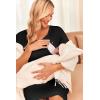 Ekouaer Women’s Nursing/Delivery/Labor/Hospital Nightdress Short Sleeve Maternity Nightgown with Button S-XXL(Black)