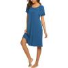 Ekouaer Women’s Nursing/Delivery/Labor/Hospital Nightdress Short Sleeve Maternity Nightgown with Button S-XXL(Blue)