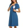 Ekouaer Women’s Nursing/Delivery/Labor/Hospital Nightdress Short Sleeve Maternity Nightgown with Button S-XXL(Blue)