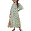 Ekouaer Moo Moos for Women 3/4 Sleeve Long Nightgowns House Dresses with Pocket S-3XL(Green Boho)
