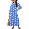 Ekouaer Moo Moos for Women 3/4 Sleeve Long Nightgowns House Dresses with Pocket S-3XL(Light Blue Flower)