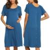Ekouaer Women’s Nursing/Delivery/Labor/Hospital Nightdress Short Sleeve Maternity Nightgown with Button S-XXL(Blue)