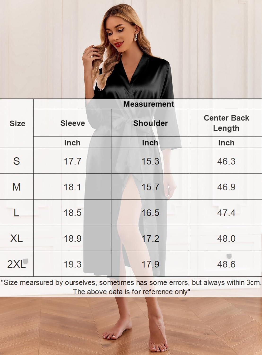 imageEkouaer Silk Robes for Women Long Satin Bride Bridesmaid Wedding Party Robes Lightweight Sexy Sleepwear with PocketsTeal