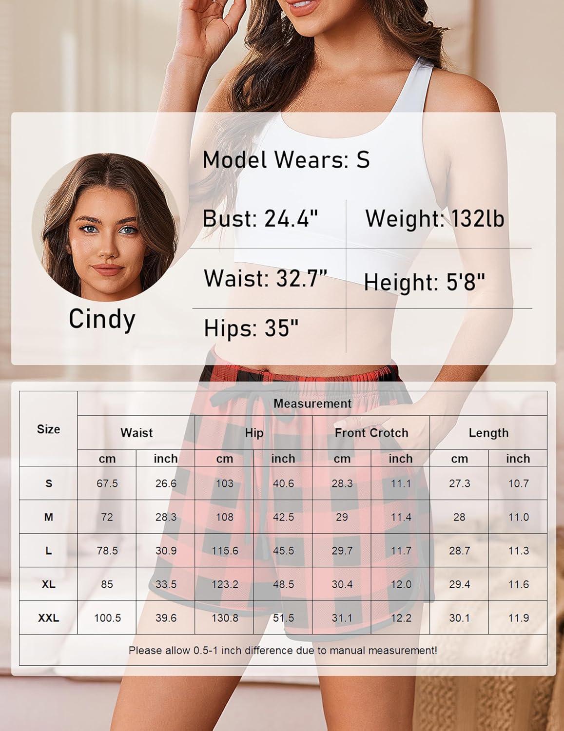 imageEkouaer Womens Pajama Shorts Elastic Waist Sleep Shorts Stylish Lounge Shorts Casual Comfy Sweat ShortsBlack Red Plaid