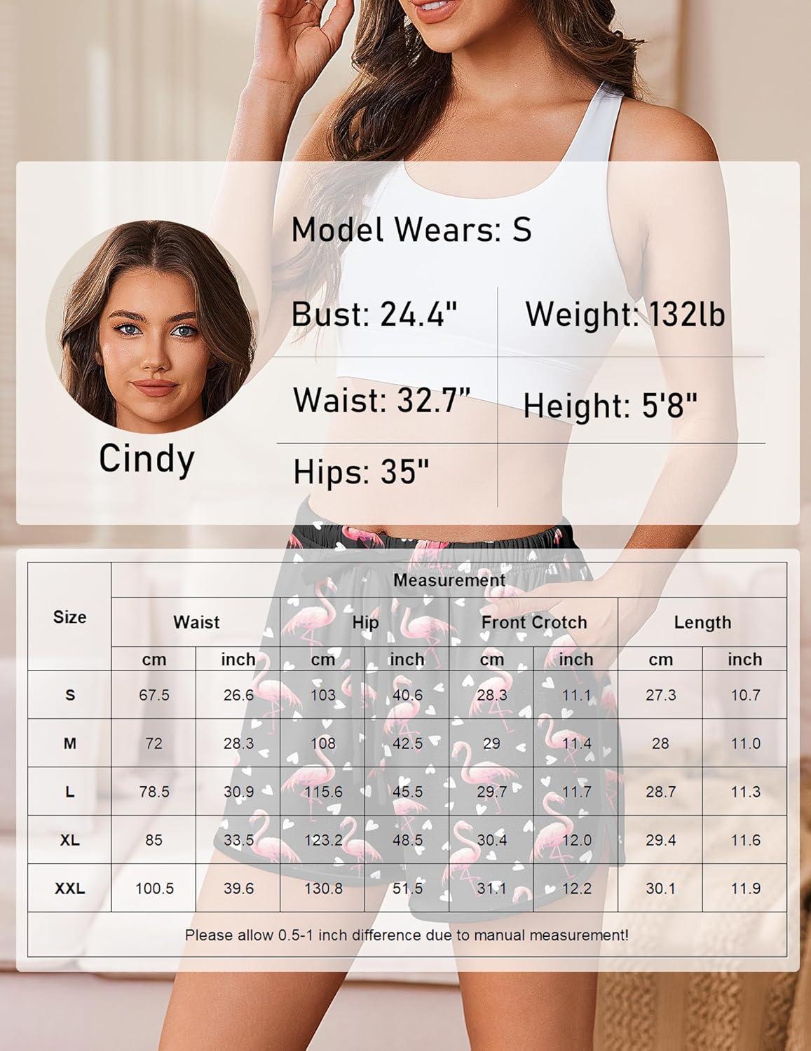 imageEkouaer Womens Pajama Shorts Elastic Waist Sleep Shorts Stylish Lounge Shorts Casual Comfy Sweat ShortsFlamingo