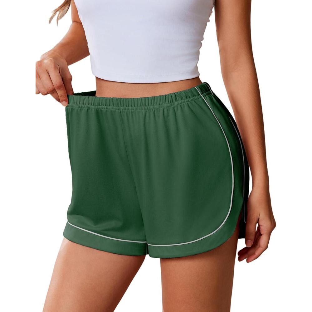 imageEkouaer Pajama Shorts Women Soft Sleep Shorts Casual Lounge Shorts Cute High Waist Pajama Bottom Comfy Split Side Pj BottomGreen